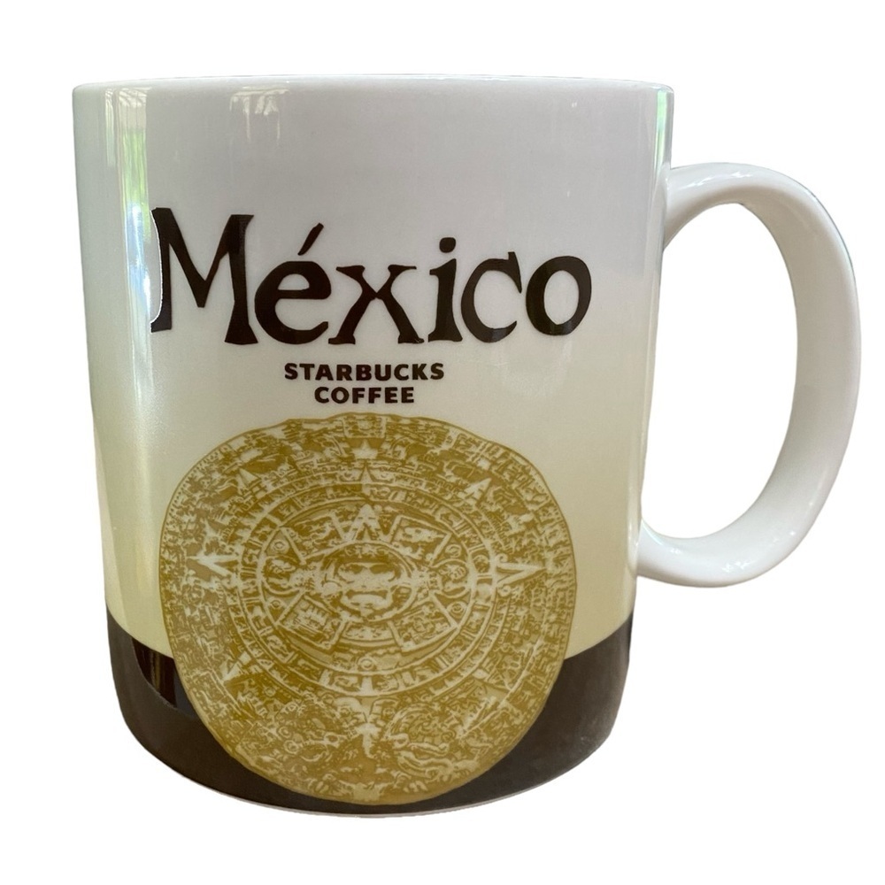 Starbucks Coffee Collector Series 2010 MEXICO Brown Cream Coffee Mug Size 16 oz